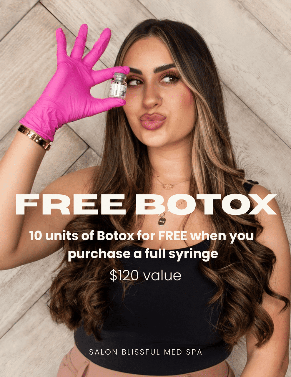 Botox promotion: Get 10 free units with full syringe purchase at Salon Blissful Med Spa.